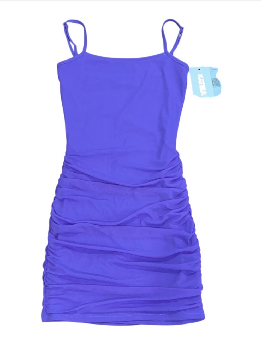 Katie J NYC Purple Bodycon Mesh Lined Stretch Mini Dress Adjustable NWT Large